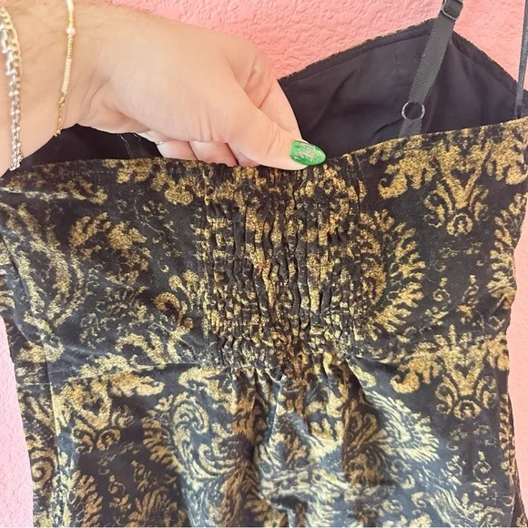 Urban Outfitters After All Corduroy Bustier Dress Black and Gold Medium - Picture 4 of 6